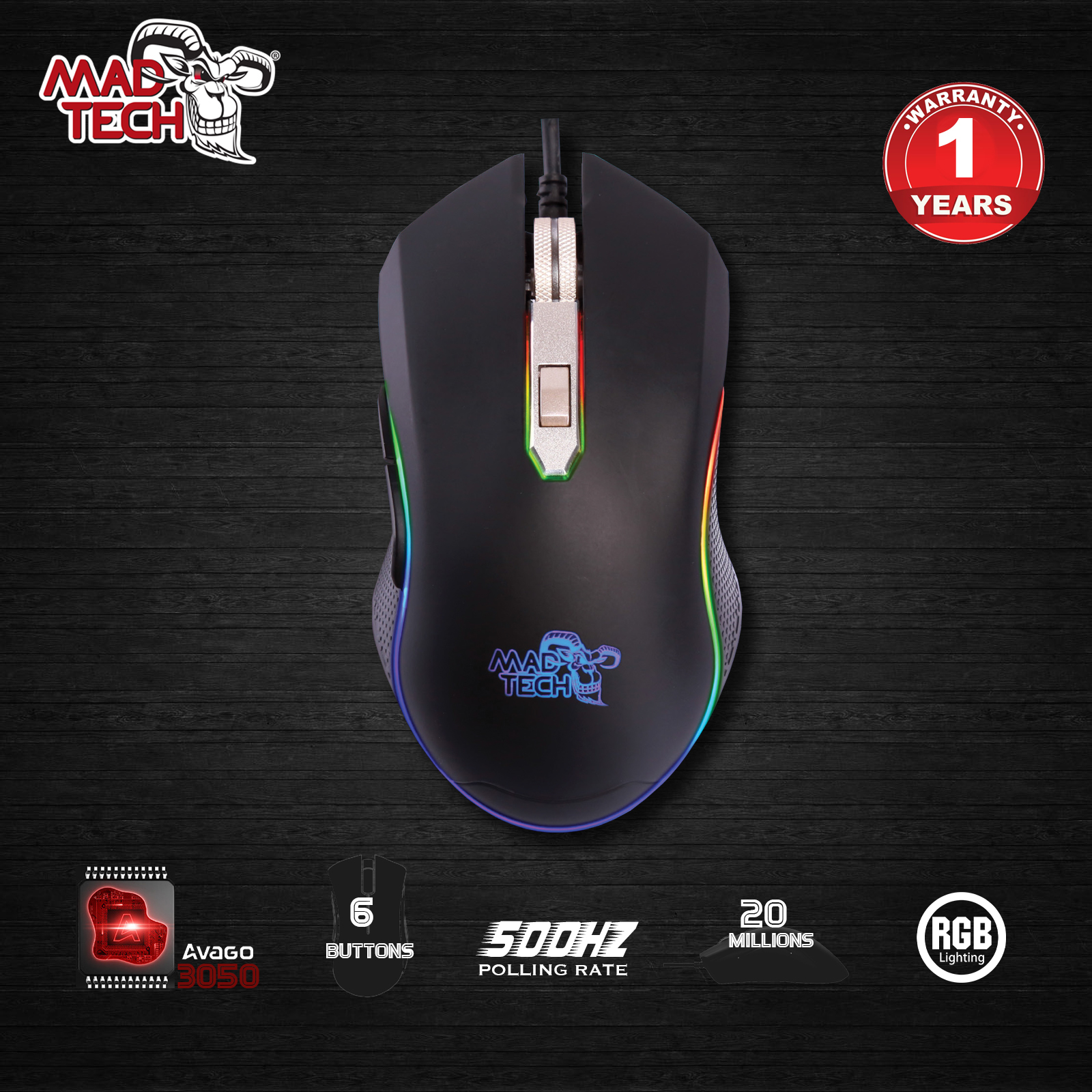 Madtech M510 Six Button RGB Gaming Mouse